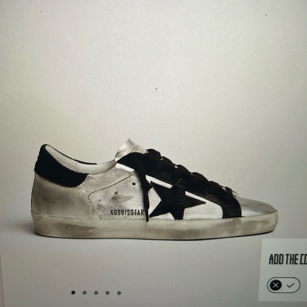 Women’s super-star in silver leather with contrasting inserts sz 8